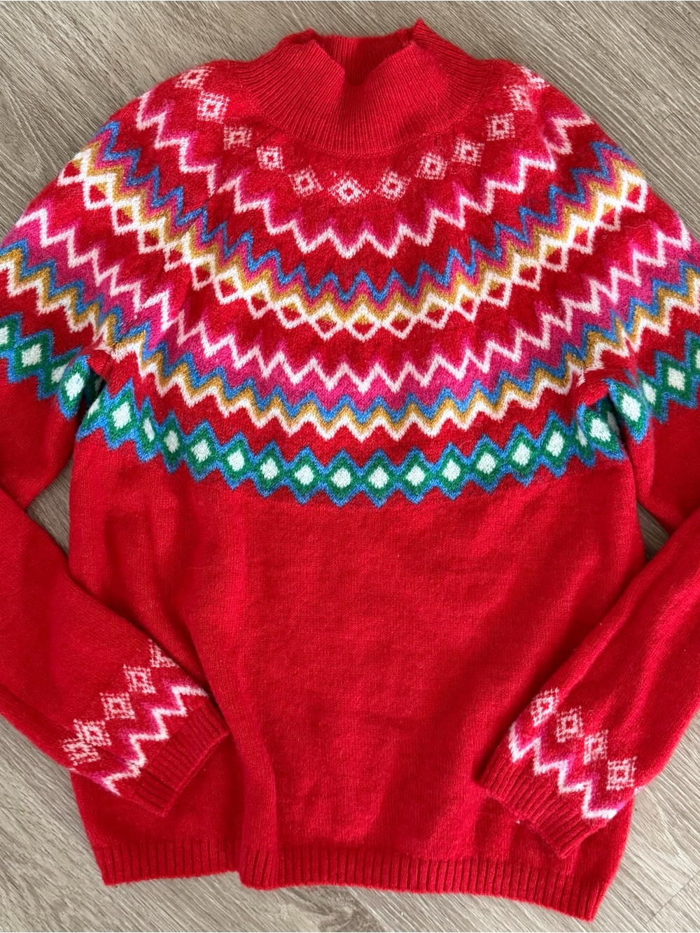 croft & barrow Red Fair Isle mock neck holiday Sweater M
